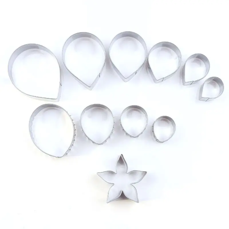 11pcs Gum Paste Flower Mold Austin Rose Petal Calyx Leaf Cutter Set Sugar Craft PXPC