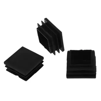 

12 Pcs Plastic Ribbed Square End Caps Tube Insert Black, 45*45mm