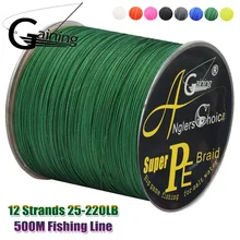 

PE Braid Line 500M 12 Strands Braided Fishing Line Multicolor Super Power Japan Multifilament Wire Saltwater/Freshwater