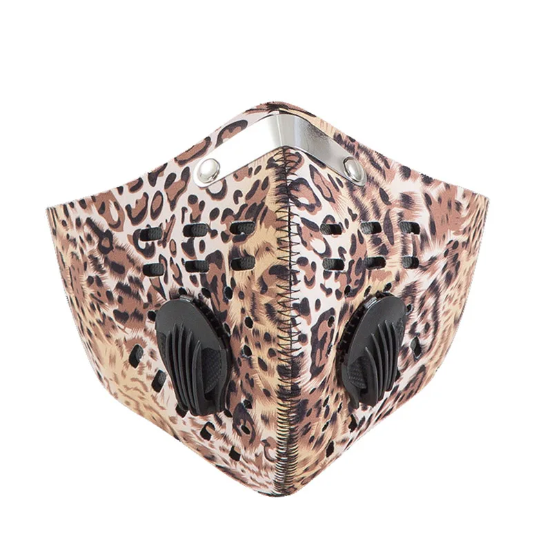 Wild leopard Противодымовая Пылезащитная зимняя дышащая сетчатая велосипедная маска пылезащитный смог ветрозащитная защитная сетка для велосипеда MTB велосипедная маска для лица - Цвет: Wild leopard