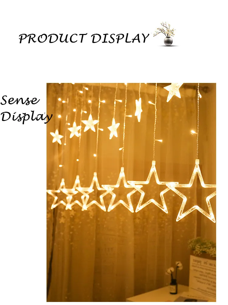 Newest 10pcs Stars LED Strips Light Starry Sky Lamp Curtain Waterfall Lights Christmas New Year Wedding Party Home Decoration
