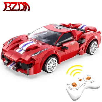 

BZDA City Technic Remote control Car Red Track Sports Car Building Blocks Speed Champion Racing RC Car Model Bricks Toys Gifts