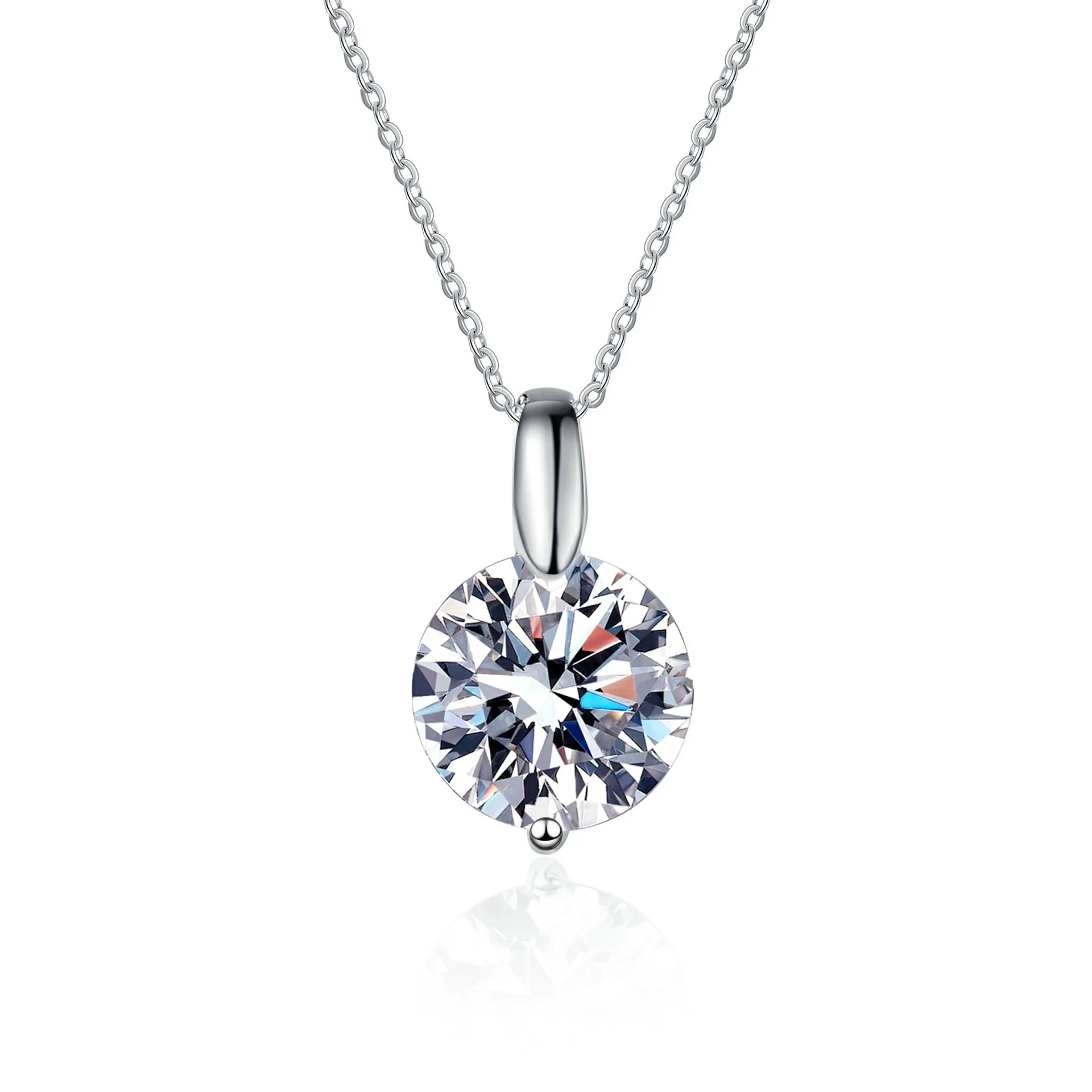 100% Moissanite Necklace 925 Sterling Silver 3CT Round Cut Diamond