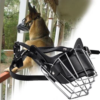 

Black/ Brown Strong Metal Wire Basket Dog Muzzle For Large Dog Amstaff Pitbull Bull Terrier Anti-Bite Bark Chew Muzzles