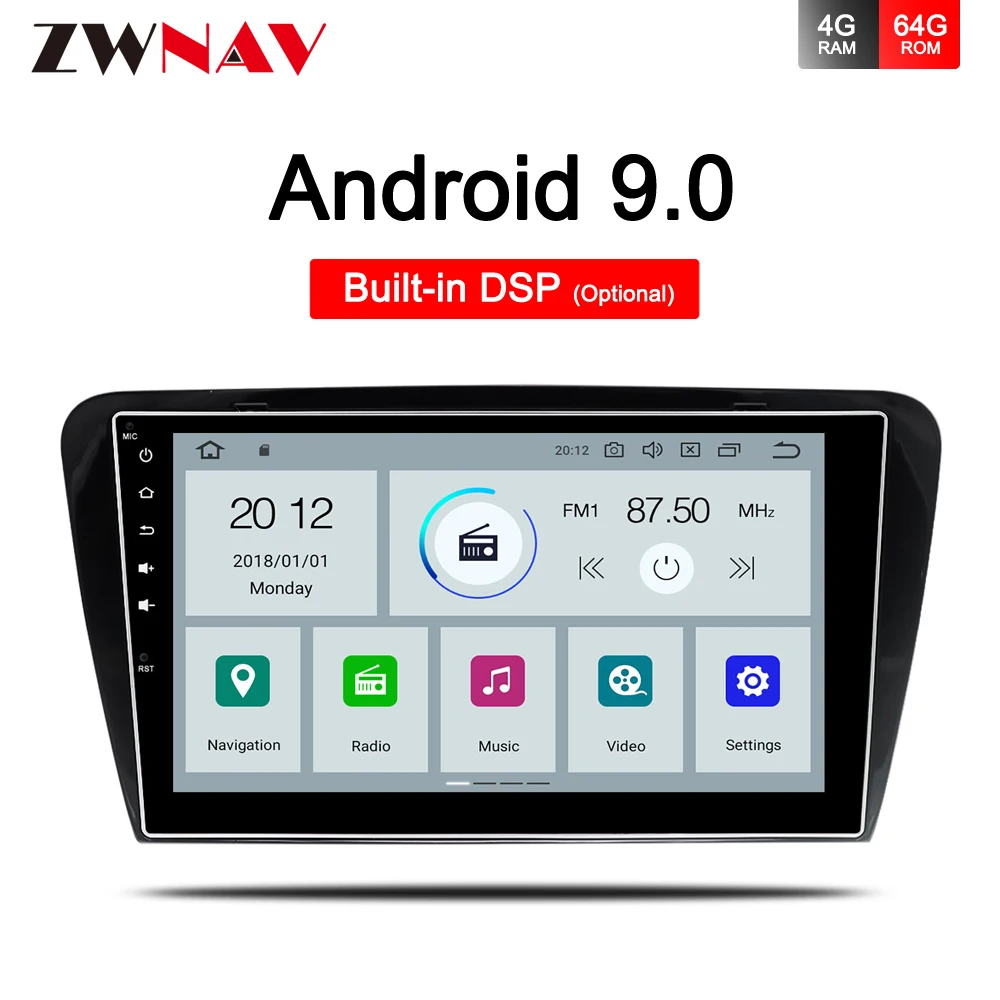 4+ 64 DSP автомобильный мультимедийный плеер 1 Din DVD Automotivo Android 9,0 для Skoda/Octavia- gps Navi видео аудио радио головное устройство