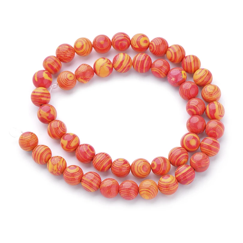 Orange Malachite Круглые бусины из натурального камня, матовая лава, тигровый глаз, бирюза, черный оникс, бусины для браслета, ожерелья, ювелирных изделий, сделай сам - Цвет: Orange Malachite