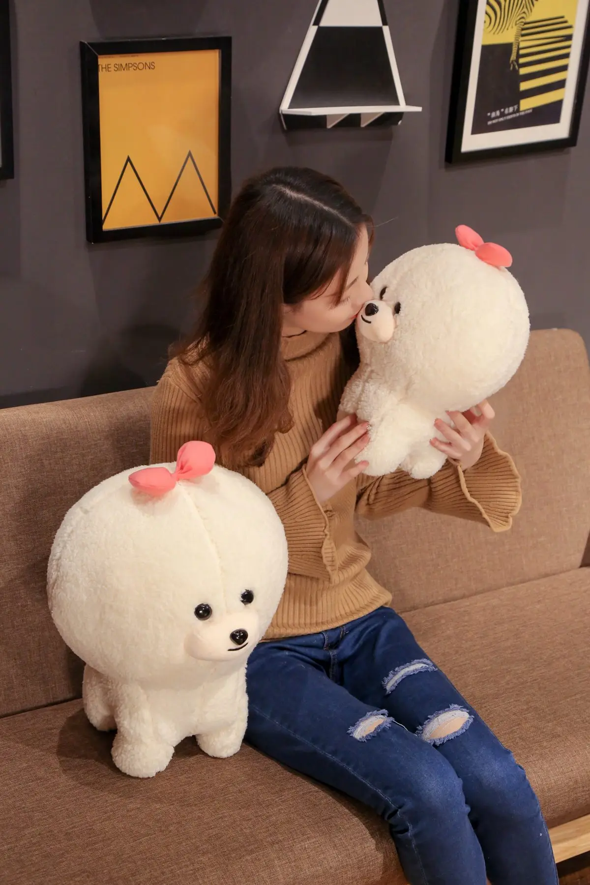 Bichon щенок чучело собака плюшевая игрушка милый моделирование Домашние животные пушистые детские куклы подарки на день рождения для детей рождественские подарки