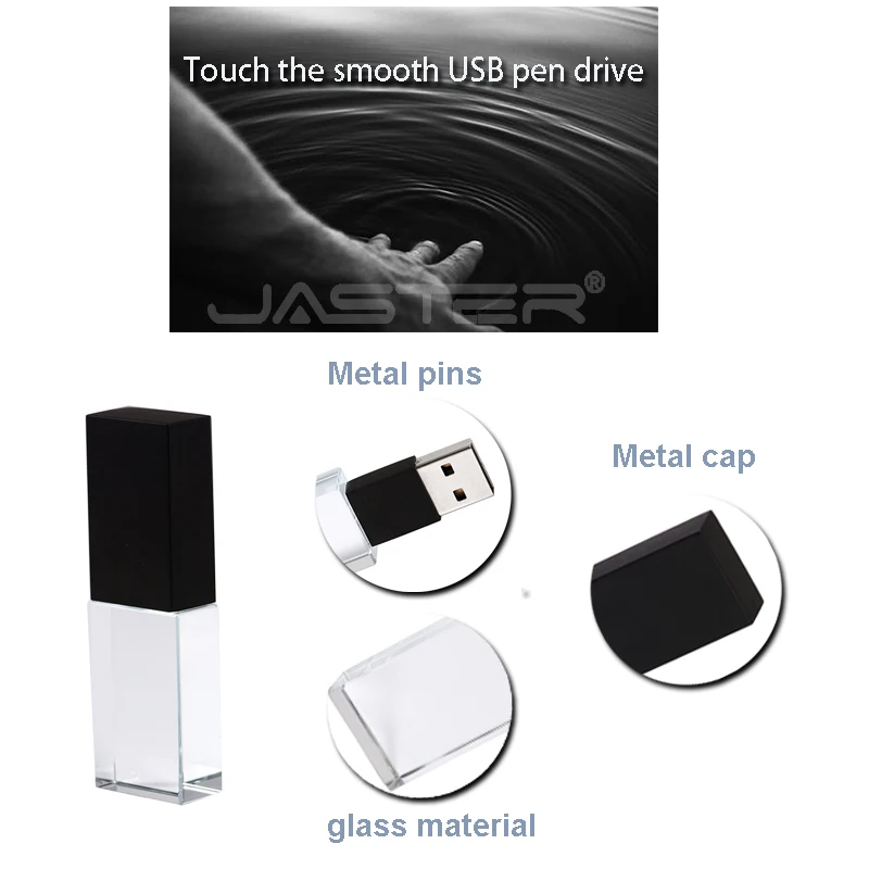 JASTER пользовательский DIY 3D внутренний Стандартный длинный стеклянный USB Стик 2,0 флеш-накопитель