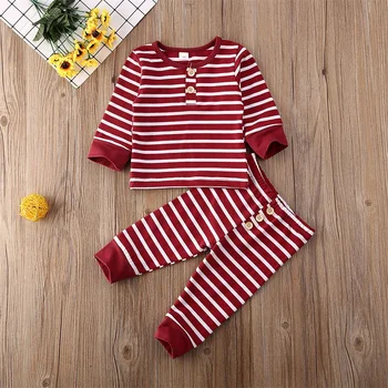 

Pudcoco Newborn Baby Boy Girl Clothes Striped Long Sleeve Tops Long Pants 2Pcs Outfits Cotton Clothes Tracksuit Set
