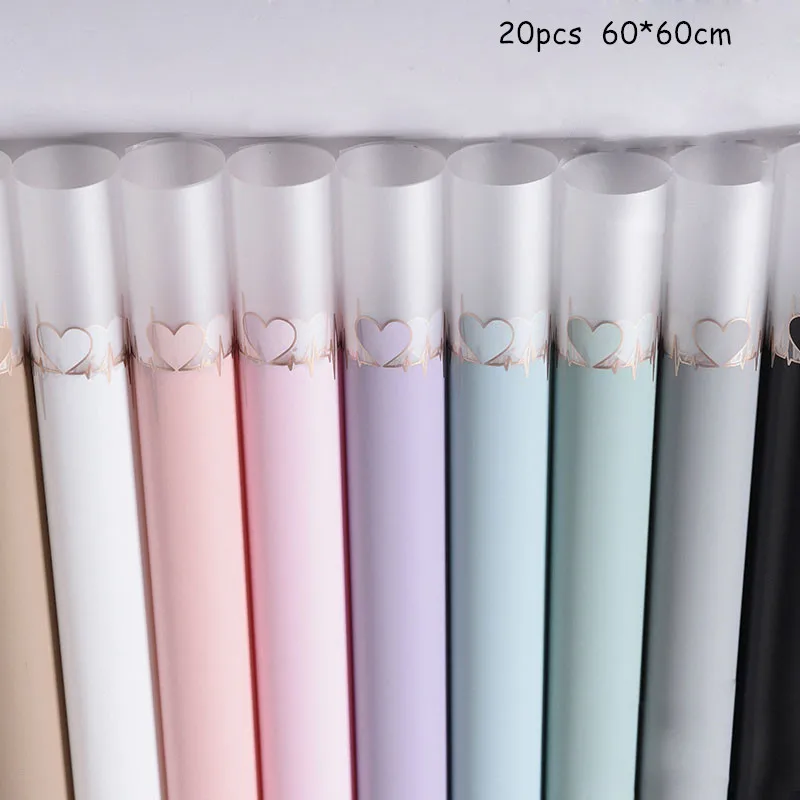 

20pcs Heartbeat Pattern Flower Wrapping Paper 60*60cm Waterproof Gift Florist Flower Packaging Material