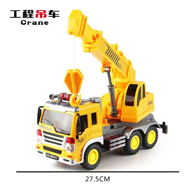 

3-Light And Sound Large Size Cargo Gravity Crane Inertia Engineering Vehicle Baby Warrior Toy Car Drop-resistant Hook Machine