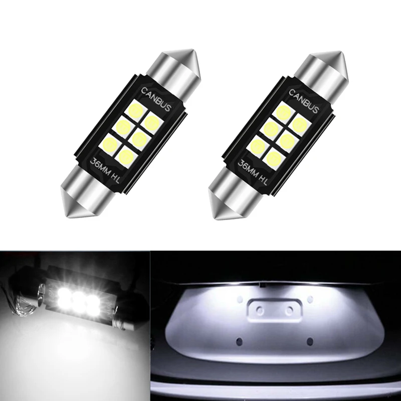 

2x Car Festoon 3030 6SMD Chip LED Bulb 36mm CANBUS C5W 12V License Plate Light Lamp Interior Dome Reading Lights