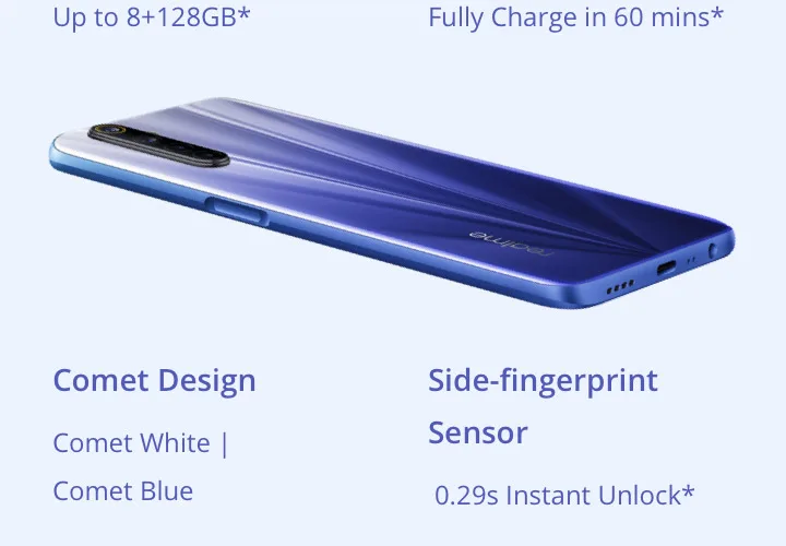 realme 6 Global Version Mobile Phone 4GB 8GB RAM 128GB ROM 30W EU Flash Charge 4300mAh Helio G90T 64MP Camera NFC Play Store