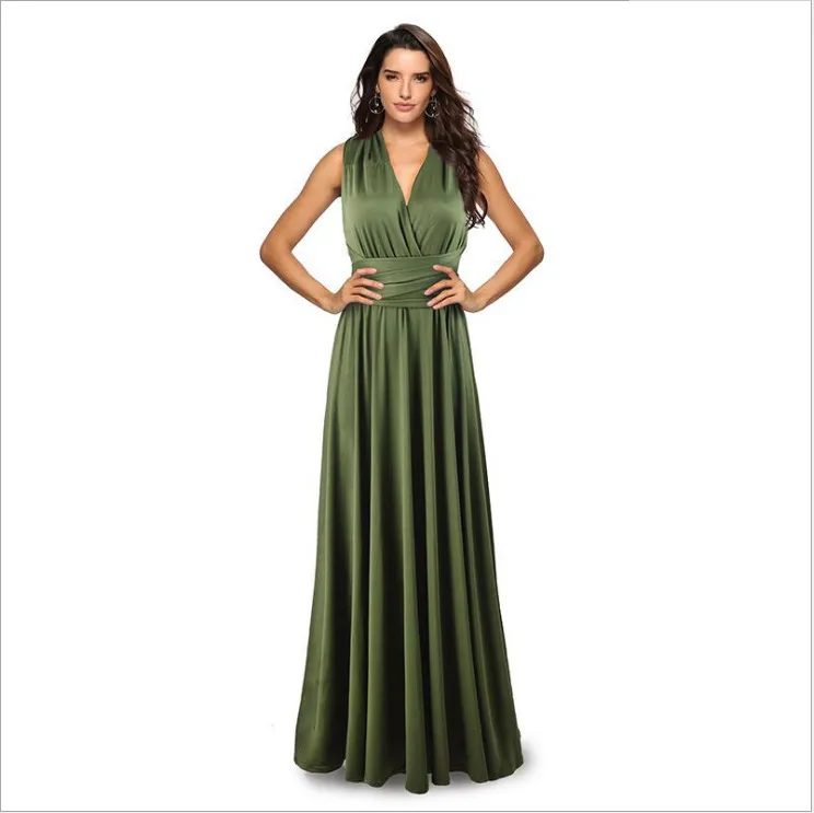 olive green Robe De Soriee/Новые платья подружки невесты; цвет серый, оранжевый; Mismatched; вечерние платья для выпускного вечера; пляжное платье для свадебной вечеринки - Цвет: olive green