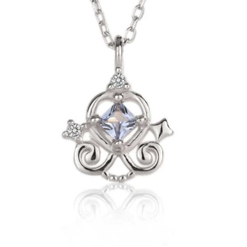Funmor Cinderella's Necklace Pumpkin Car 925 Sterling Silver Jewelry For Girls Men Valentine's Day Present Party Ornaments Gifts |