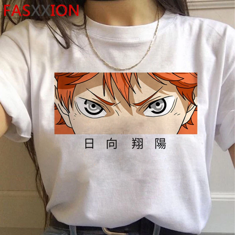 Camiseta haikyuu para mujer, blusa blanca con estampado ulzzang, camiseta grunge, top vintage harajuku de verano