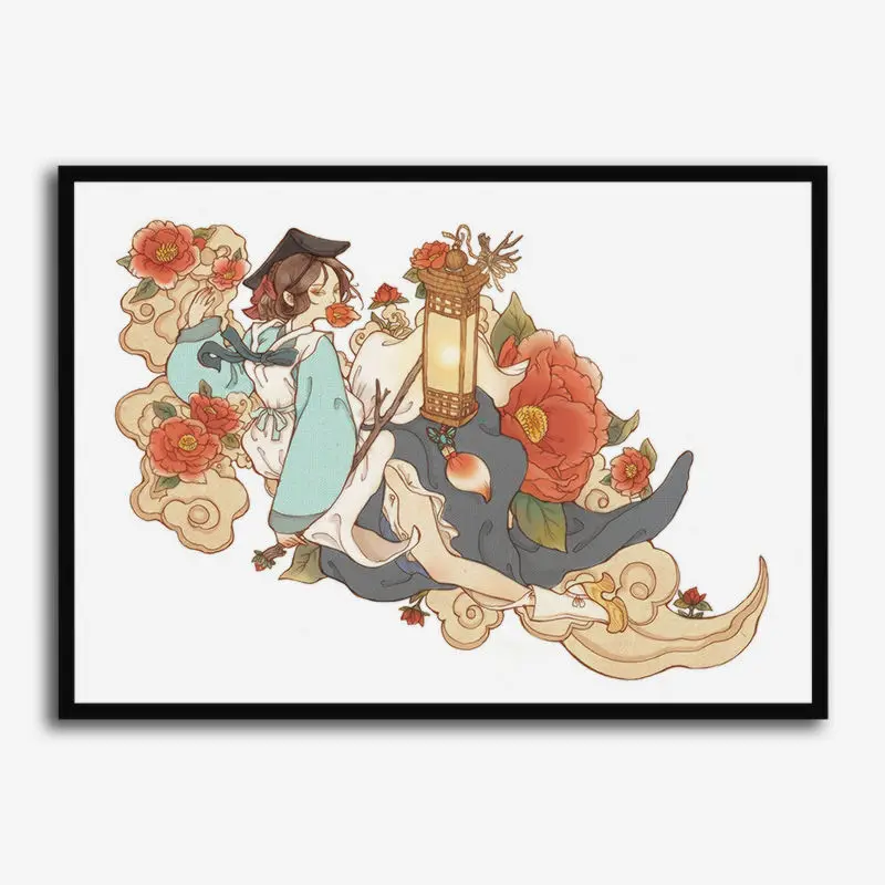 Korean illustration Vintage White Coated Paper Poster For Home Bar Living Decor high quality poster wall sticker Frameless