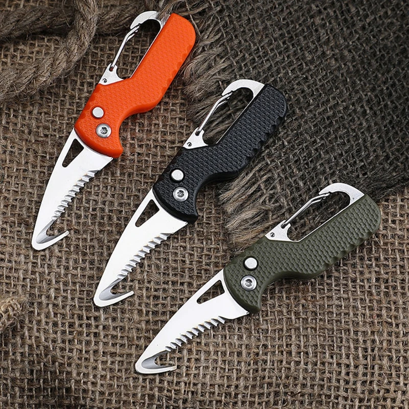 Folding Knife with Keychain Serrated Hook ,Pocket Hunting Knife,Outdoor
