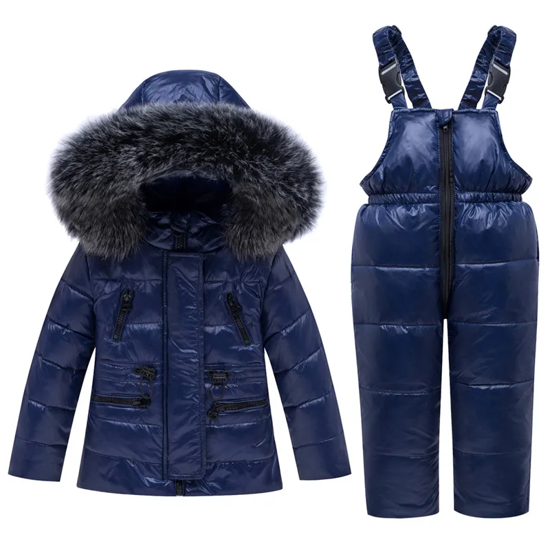 1-6 Years Children Boy Down Jacket Suit Winter Girl Clothing Sets Hooded Jacket+ Pants Warm Fur Hooded Coat 2 Pieces Set