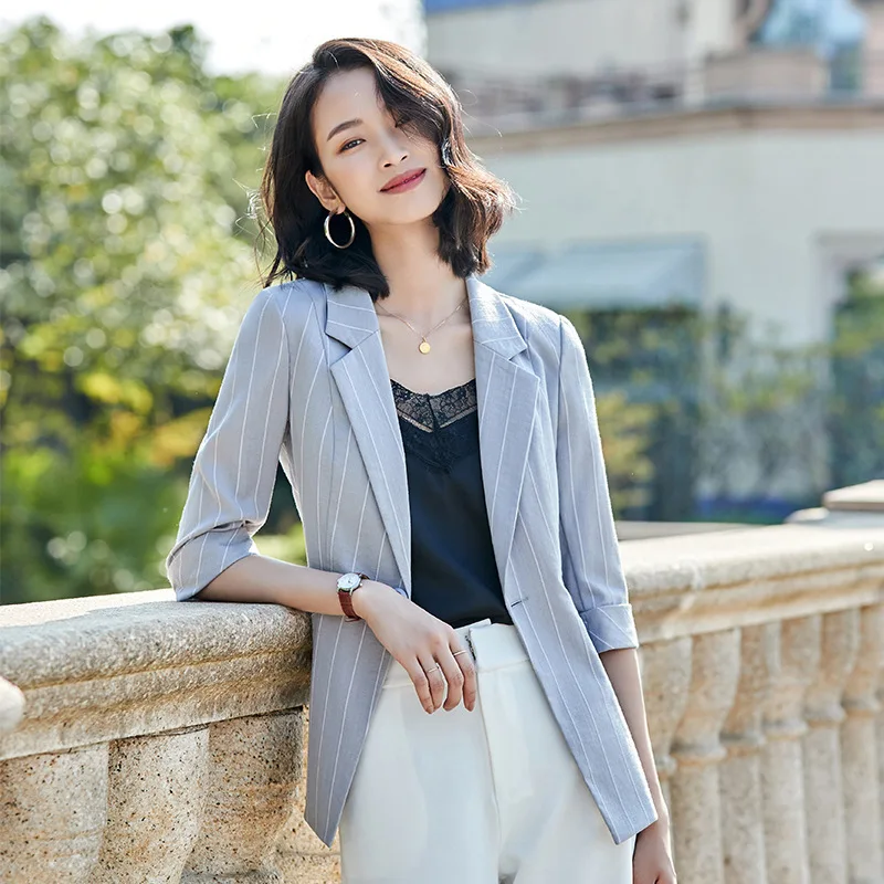 

New Style 2020 Stripes Suit Women's Fashion Elegant Wear Korean-style College Student Interview Formal Wear Yzh8828