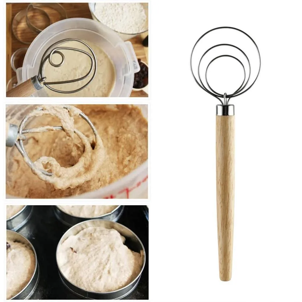 Danish Dough Whisk 9" Steel Dutch Style Bread Dough Whisk For Pastry