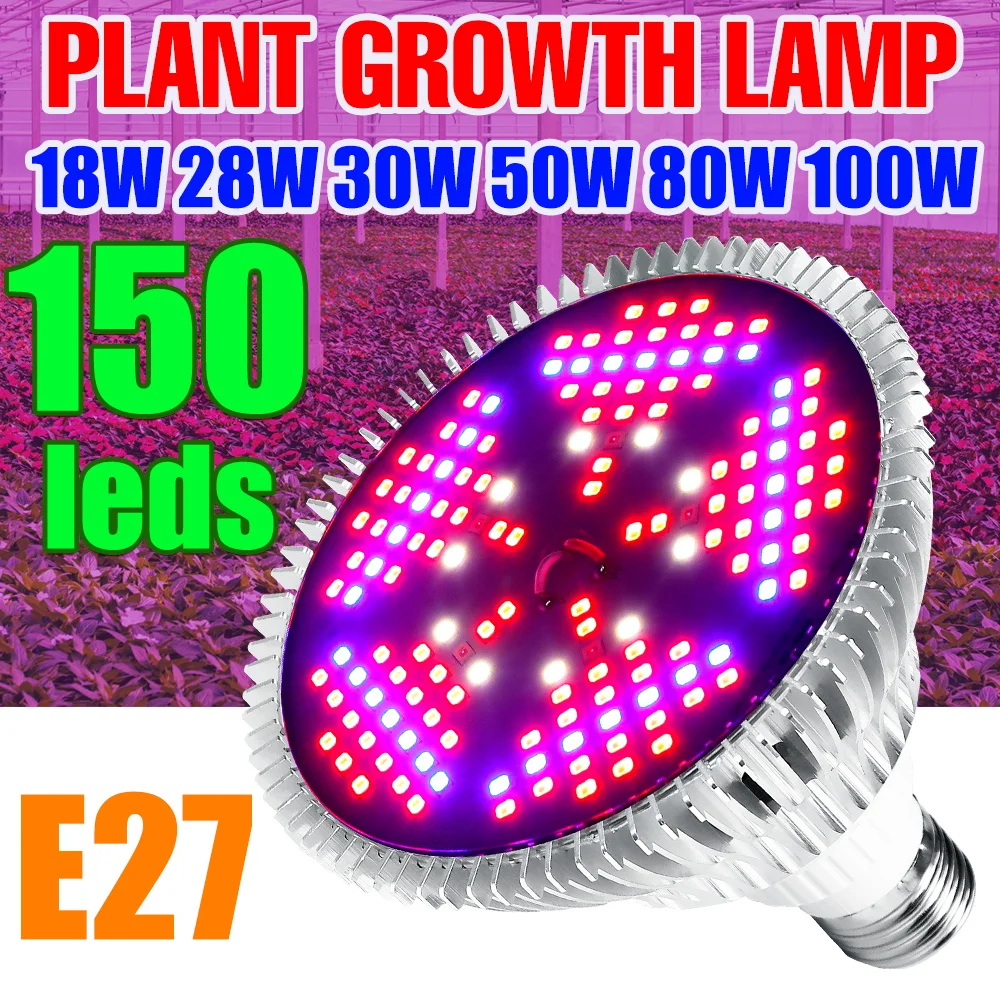 Full Spectrum E27 Plant Lamp 220V Grow Light E14 Phyto LED Seeds Bulb 18W 28W 30W 50W 80W 100W Vegs Flower Growth 110V Fitolampy plant grow light led full spectrum 220v e14 grow tent led phyto lamp hydroponics bulb e27 fito lampara 18w 28w 30w 50w 80w 100w