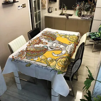 

Tropical Thai Elephant Rectangular Mariage Tablecloth Household Waterproof Wedding Dining Table Cover Tea Tablecloth Tapestry