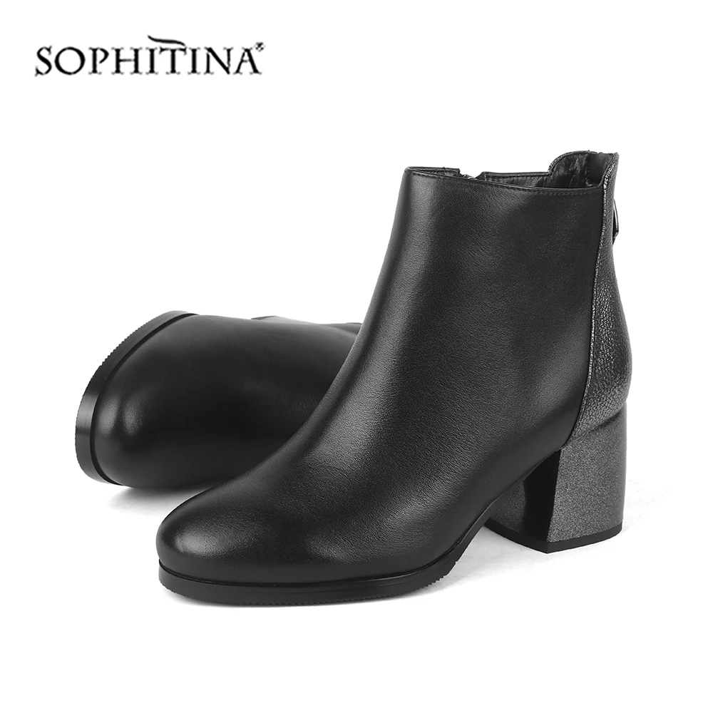 SOPHITINA/модные дизайнерские ботинки из высококачественной натуральной кожи; удобная обувь ручной работы с круглым носком; Лидер продаж; новые женские ботинки; C221
