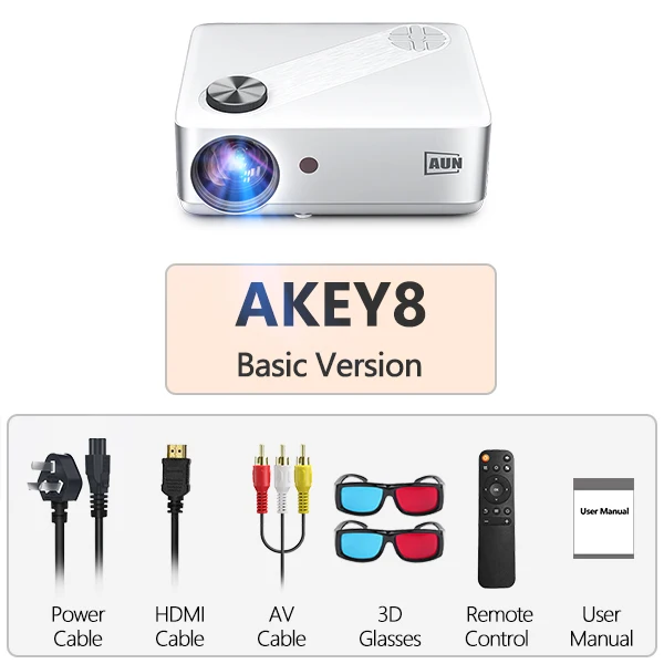 Full HD AUN AKEY8 LED Projector for Home Projector Android 9 Home Theater Video Projector 4K Decode TV Beamer Beam Cinema Mobile small projector Projectors