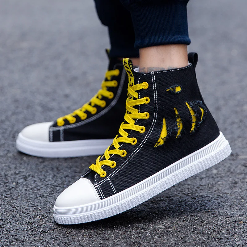 Low/High Top Sneakers Men Canvas Shoes Fashion Hip Hop Style Mens Casual Shoes Hot Sale Trainers Men Sport Shoes Canvas Sneakers
