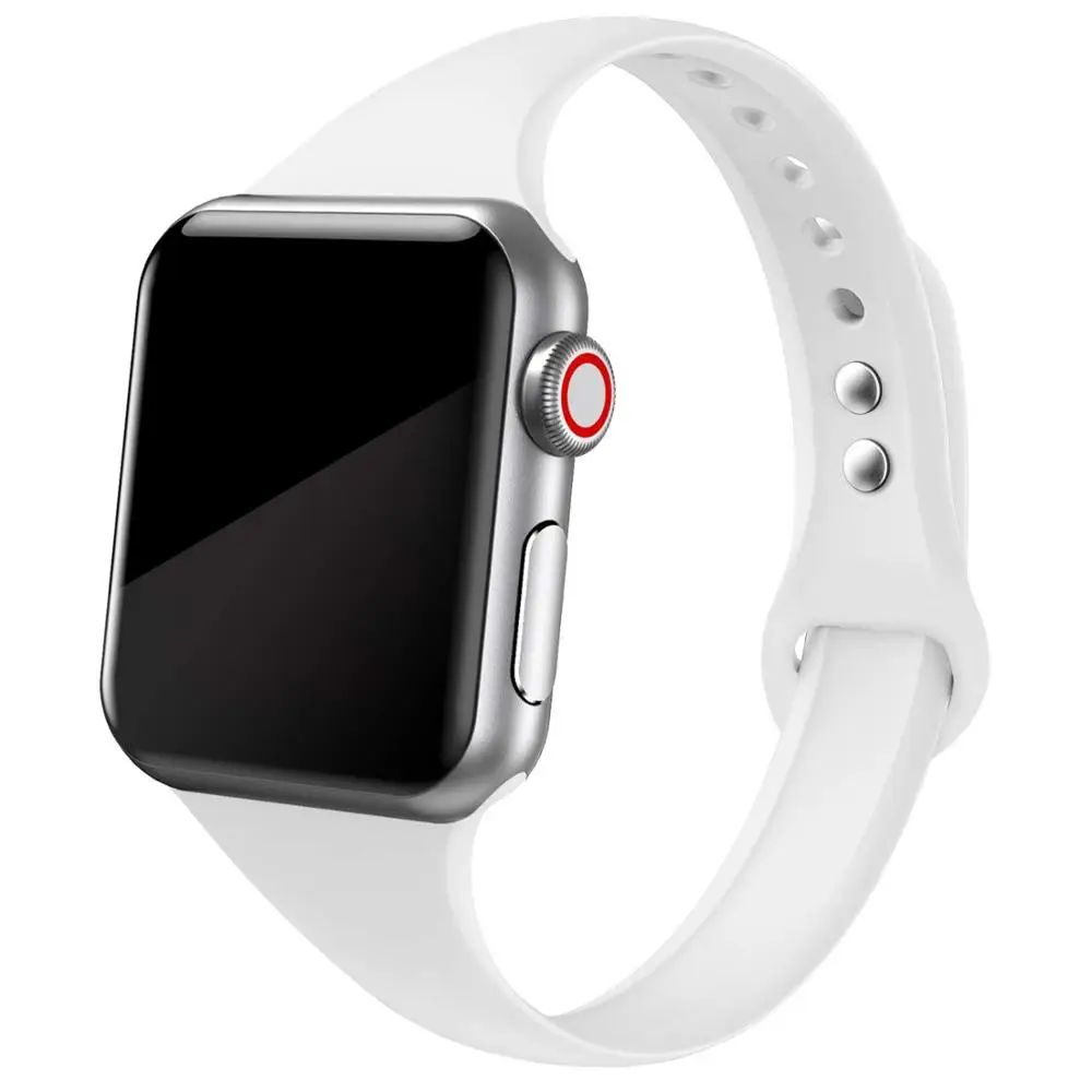 White 22 Тонкий ремешок для Apple watch 5 ремешок 44 мм 40 мм iWatch ремешок 38 мм 42 мм спортивный силиконовый браслет ремешок для Apple watch 4/3/2/1 38 - Цвет ремешка: White 22