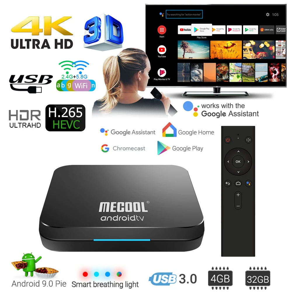 MECOOL KM9 Pro tv Box Android 9,0 4G ram 64G rom 2,4G/5G WiFi 4,1 Amlogic S905X2 Android 9,0 tv Box медиаплеер