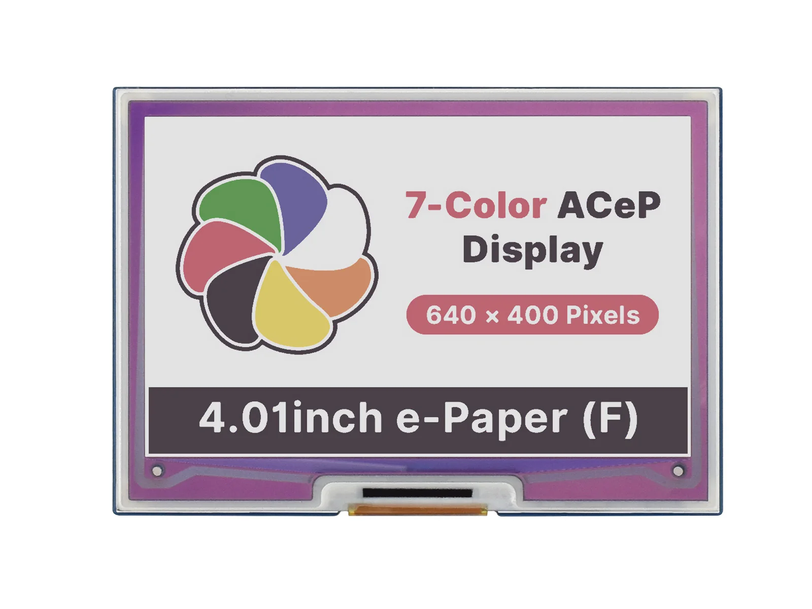 Waveshare 4,01 Zoll Colorful E-Papier E-Ink-Display Hoed Voor Raspberry Pi, 640 × 400 pixel, Acep 7-Kleur, Spi-interface