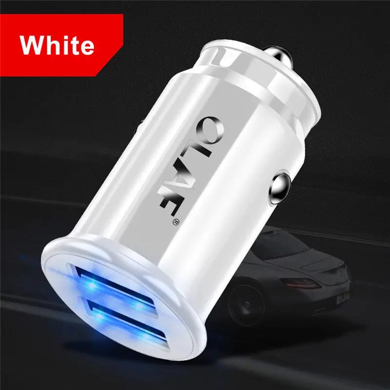 White Автомобильное зарядное устройство Dual USB быстрое зарядное устройство для Samsung S8 S9 S10 iPhone XS Max Xiaomi huawei Mini Мобильный автомобильный телефон зарядное устройство адаптер в автомобиле - Тип штекера: White