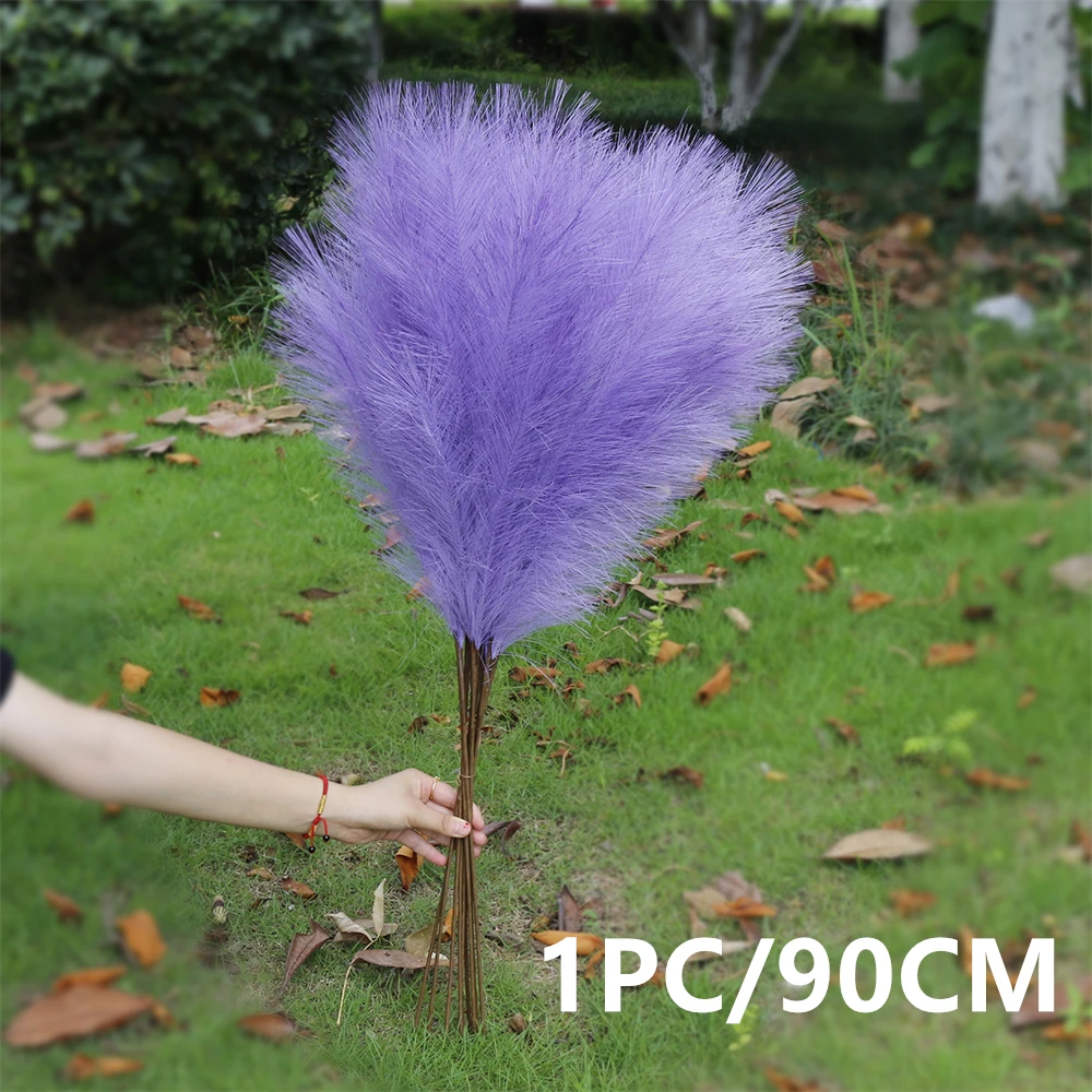 1Pc Artificial Pampas Grass Decor Plume Grass Fake Phragmites Australis Home Decor Vase Wedding Decorations Faux Reeds Plants