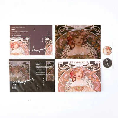 Art Museum Series Sulfuric Acid Paper Envelope and greeting card Decoration Wedding Letter Invitation Scrapbooking Gift - Color: huashen