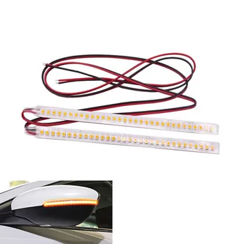 

2pcs 12V Car Rear Mirrors Flexible LED Flowing Turn Signal Light Strip Rear View Dynamic Turn Signal Indicator