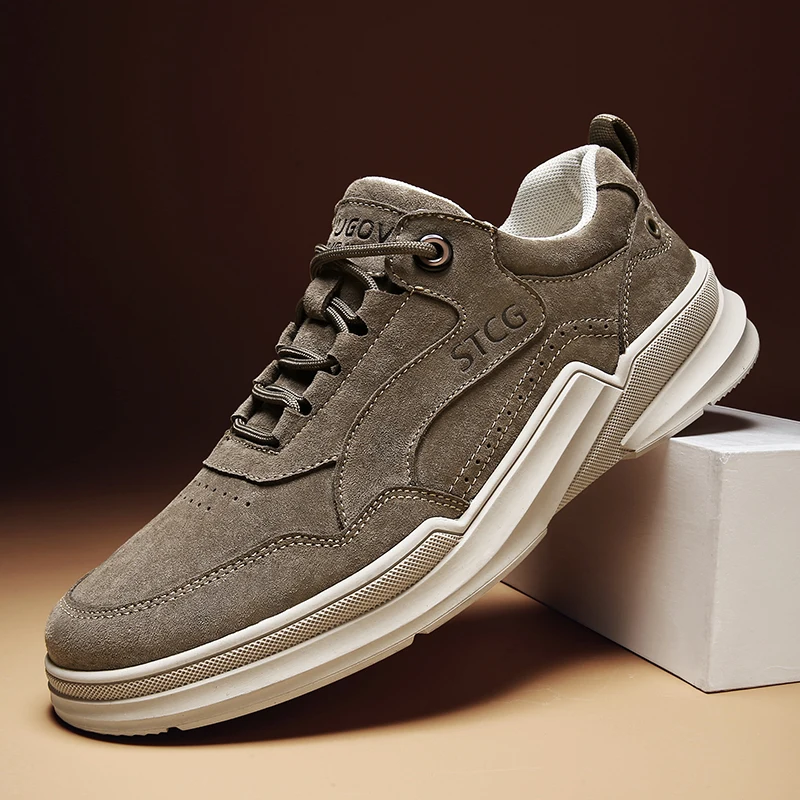 

Genuine Suede Leather Shoes For Men Handmade Luxury Soft Men Fashion Sneakers Shoes Classic Men's Casual Shoes Zapatos Hombre