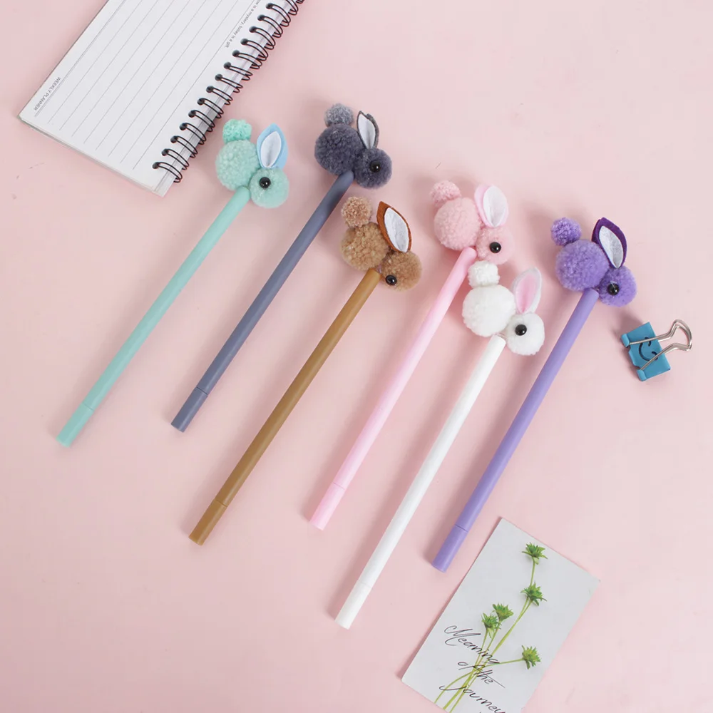 Гелевая ручка Kawaii в Корейском стиле с плюшевыми ушками кролика гель желе Цвет