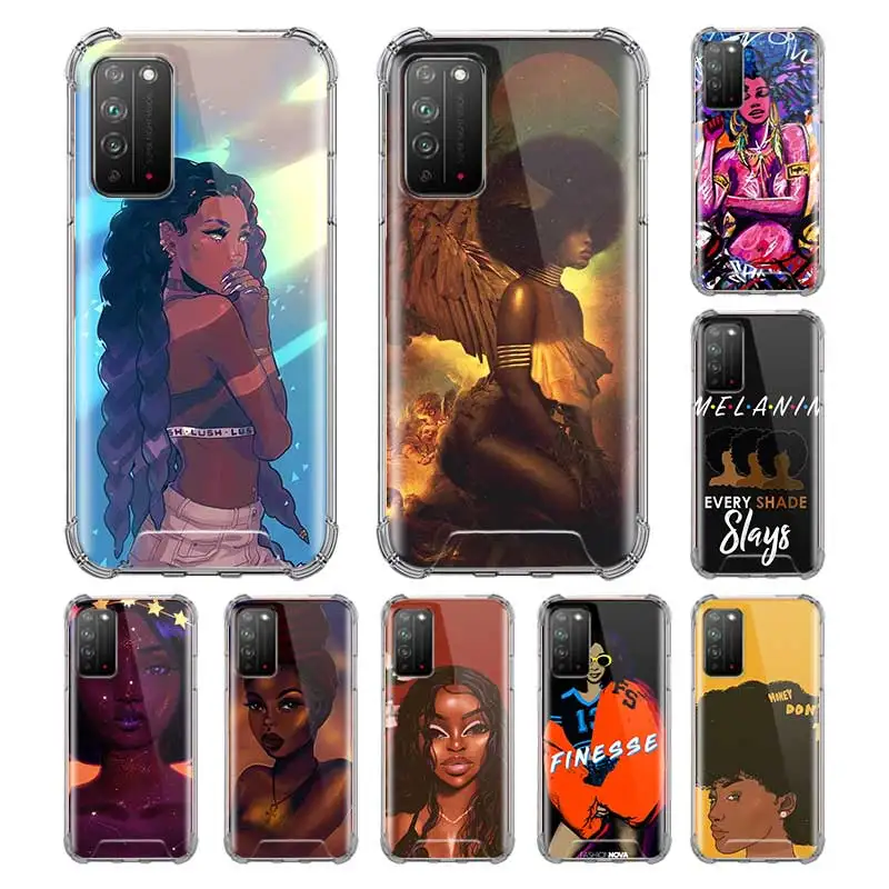 Черная девушка афро меланин Capa для Huawei Honor 20i 10 Lite 9S 9C 20 8S 9X Y9 Y9s Y8s Y8p Y7 2019 подушка