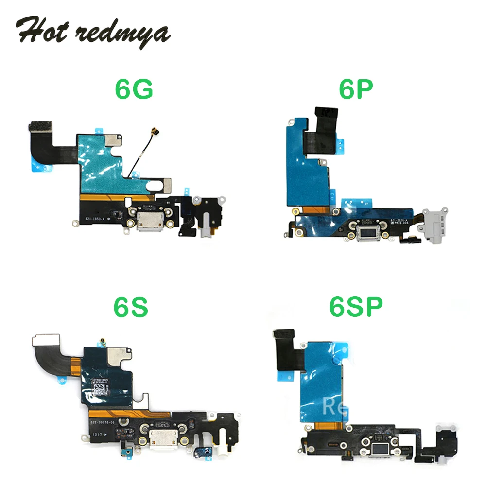 10pcs Charging Port Flex Cable for iPhone 6G 6 Plus 6S 6S Plus USB Dock Charger Headphone Audio Jack Repair Replacement Parts