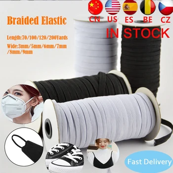 

45/50/100/120/200Yards Length DIY Multipurpose Sleeve Braided Elastic Band Narrow Side Cord Knit Band Sewing Supplies Accessorie