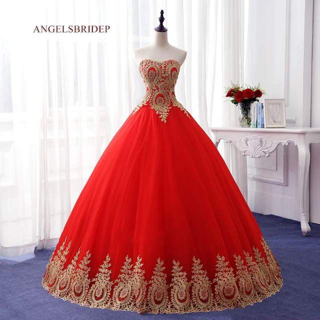 vestido quinceañera rojo y dorado – Compra vestido quinceañera rojo y  dorado con envío gratis en AliExpress version