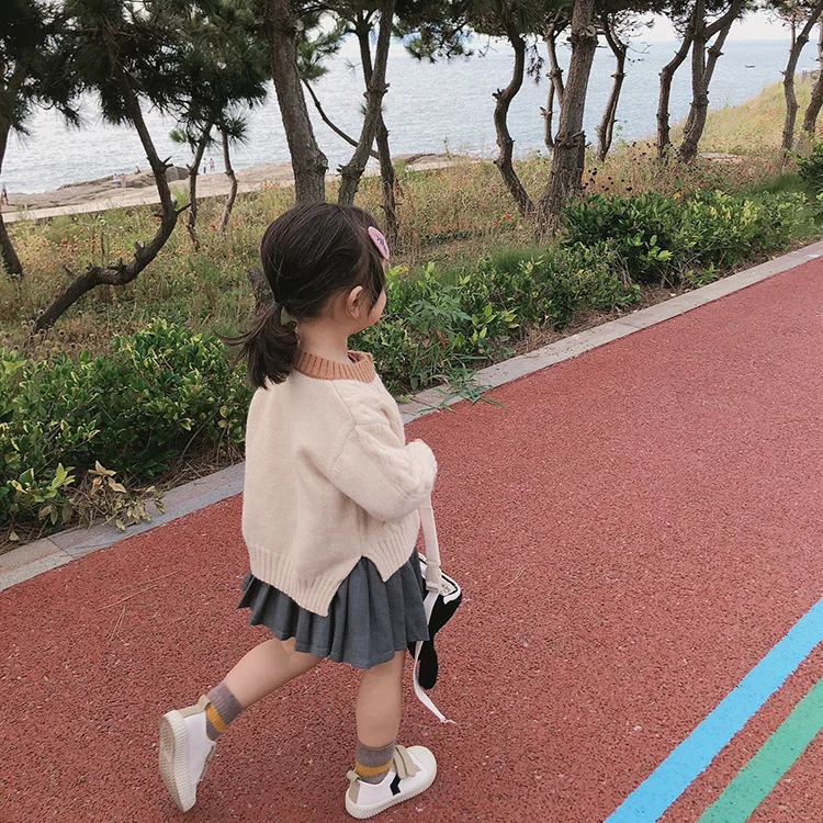 Honey Angle/весенне-осенний свитер для девочек; вязаный Детский кардиган с длинными рукавами; милая хлопковая верхняя одежда для маленьких девочек; Корейская одежда для малышей