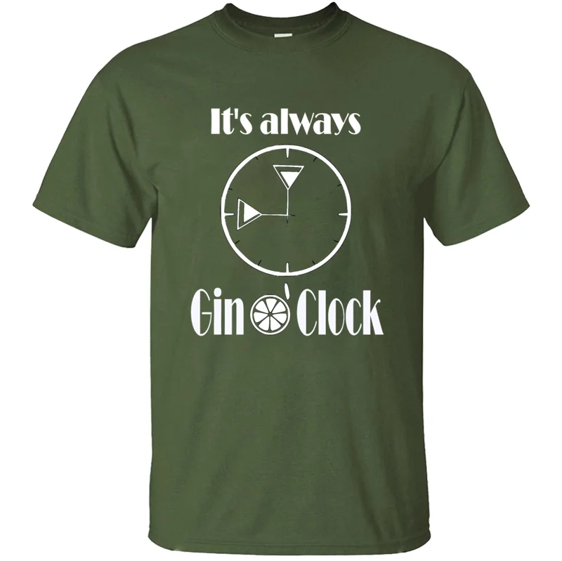 Удобное время для джина всегда gin o clock футболка мужская одежда с надписью Мужская Футболка свободная одежда высшего качества