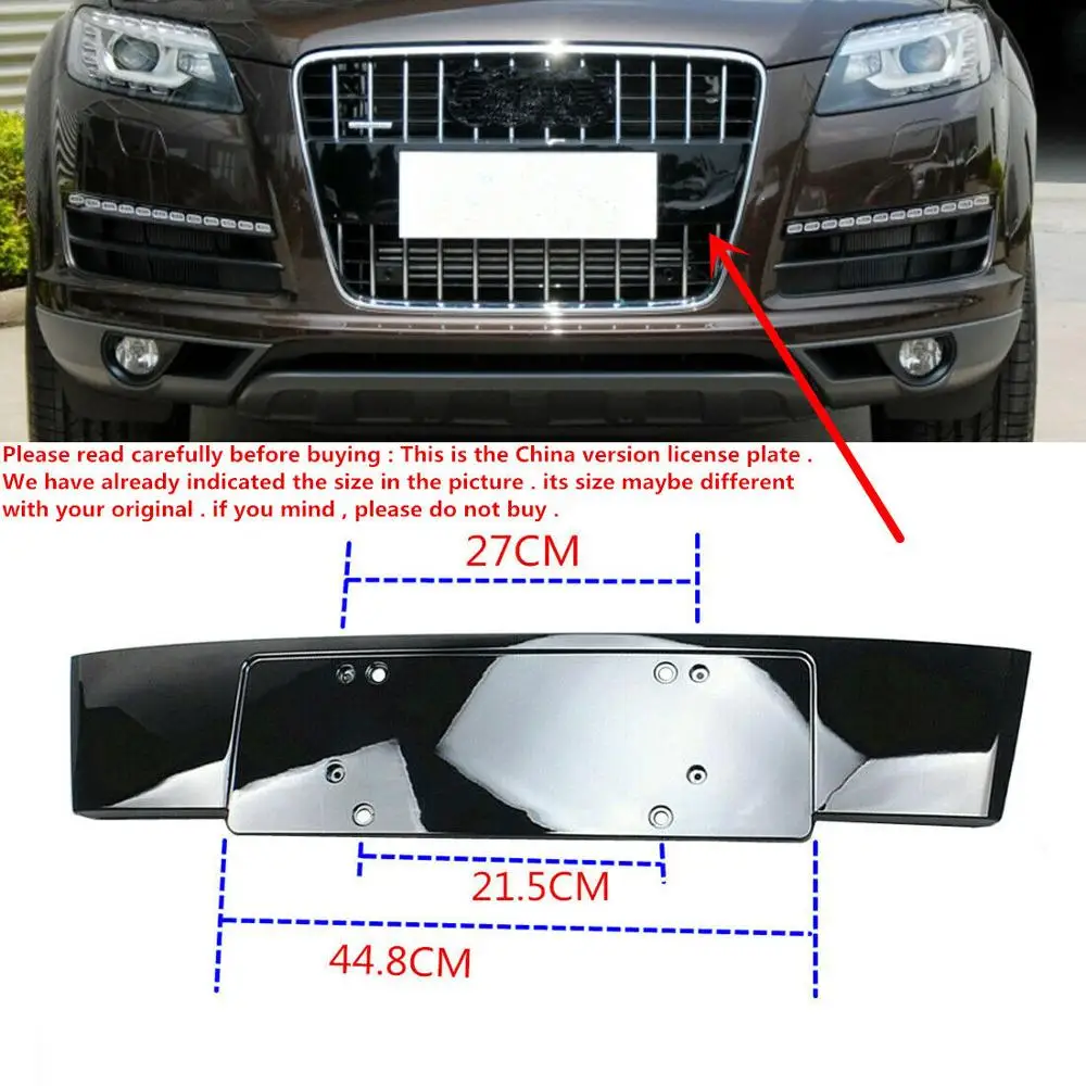 Front Face Bright Black License Plate Installation Fit For AUDI Q7 2010 2011 2012 2013 2014 2015 4L0 853 285 | Автомобили и
