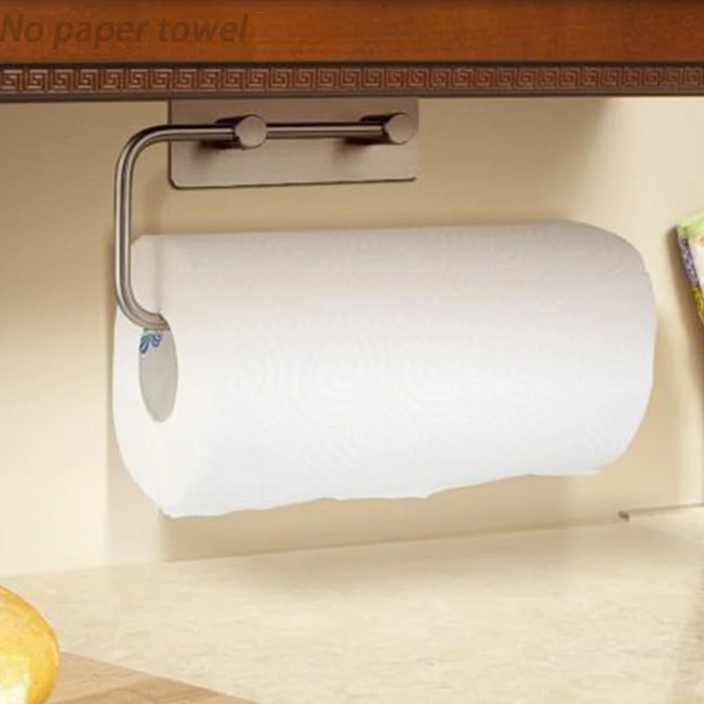 Toilet Rack Punch Free Storage Tissue Holder Adhesive Durable Stainless Steel Paper Towel