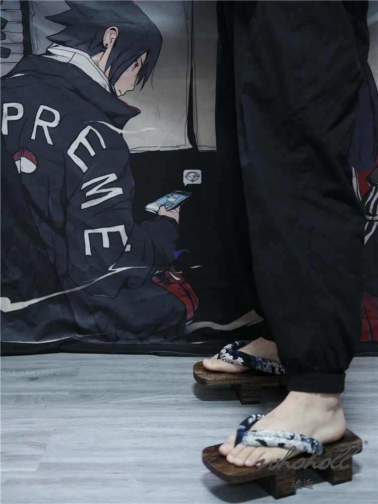 Japanischen Samurai Holz Geta Clogs Schuhe Mann Frauen Flip-Flops Sommer Slipper Anime Cosplay Schuh Unisex Sandalen – Detail 12