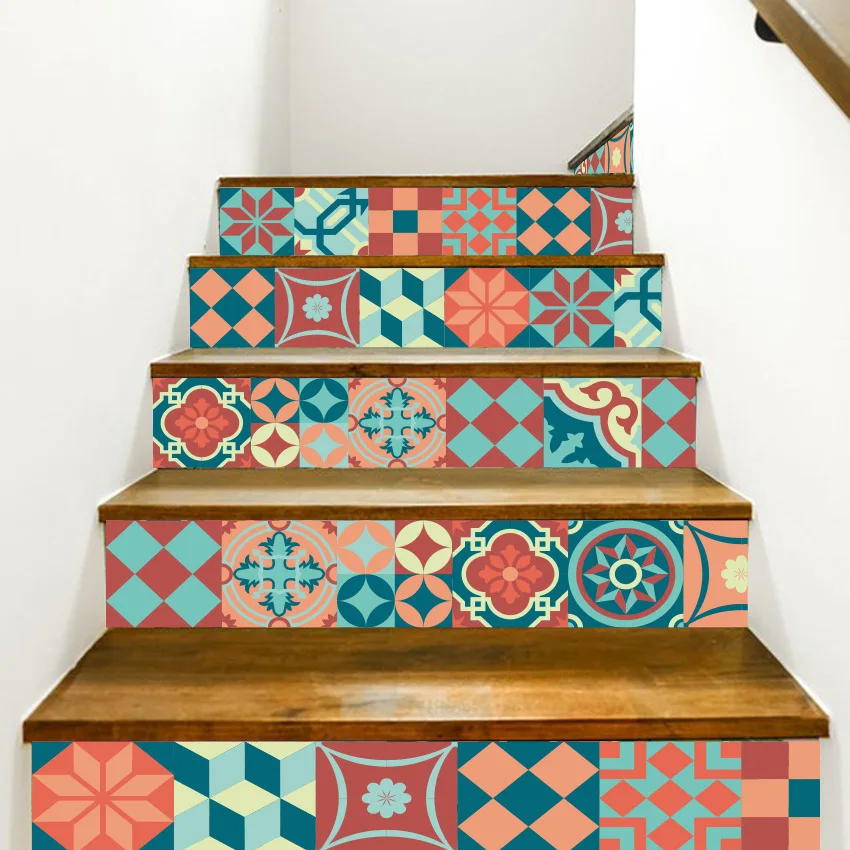 

6Pieces/set Dropship Color Flower-shaped 3D Simulation Stair, Waterproof Decorative Wall and Decoration Wall