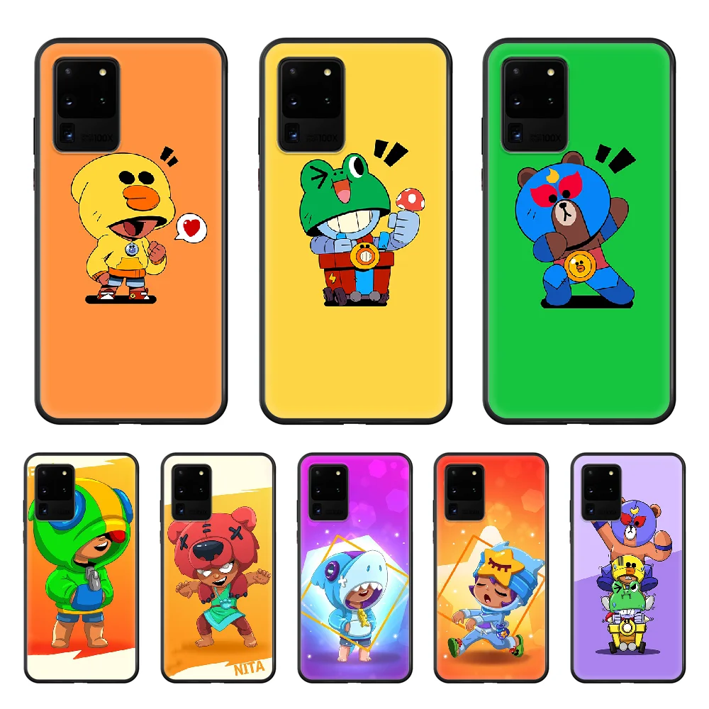 

Cute Case Gbrawl Stars Phone Case cover hull For SamSung Galaxy S 5 6 7 8 9 10 20 Edge Plus E Lite Ultra black cover luxury
